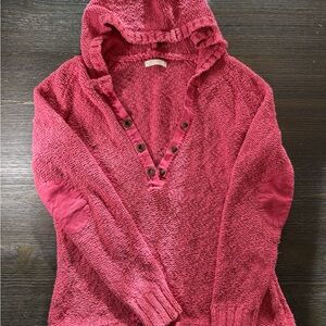 Cozy Pink Knit Sweater Hoodie